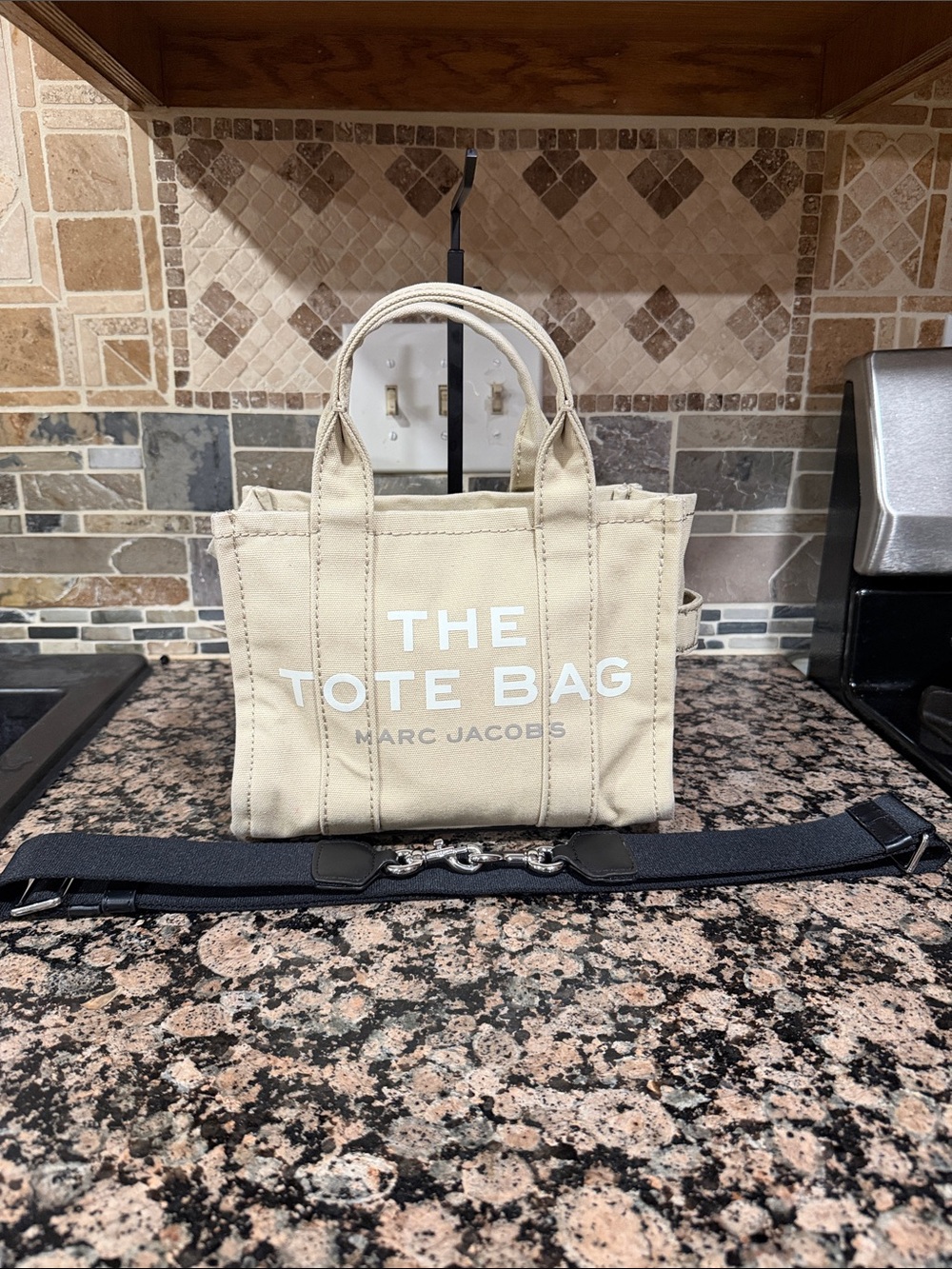 Marc Jacobs Small Tote Bag in Cream with White Logo